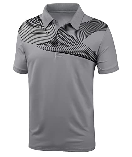 Zity Mens Polo Shirts Short Sleeve Moisture Wicking Summer Golf Polo Athletic Collared Shirt Tennis T-Shirt Tops 035-1-Grey Black Xl #TOP1