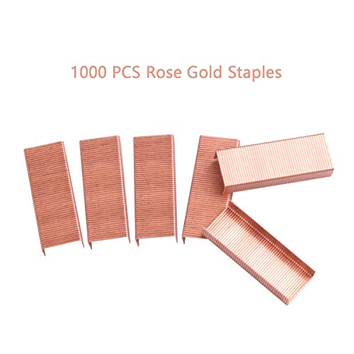 Rose Gold Stapler And Staple Remover Set - Rose Gold Office Supplies With 1000 Staples And 12 Binder Clips, Luxury Acrylic Rose Gold Desk Accessories & Decorations #TOP4