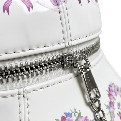 Women PU Leather Floral Handbag Crossbody Shoulder Bag Pearl Chain Valentine Purse for Girls with teapot Ornament White - image 4