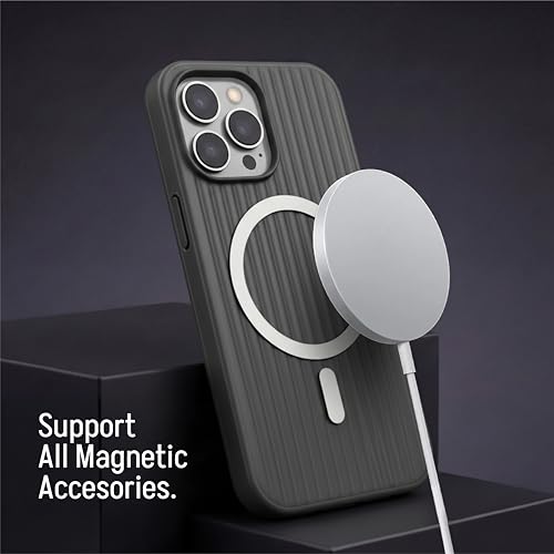 Image of amazon basics Streak Magnetic Protective Cover Compatible with iPhone 15 Pro Max | MagSafe | Camera Protection|Anti Shock,Scratch Resistant| Wireless Charging - Black