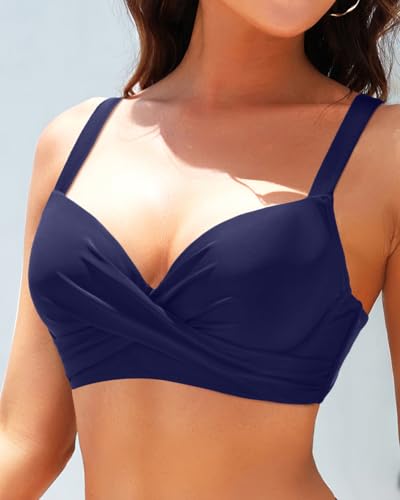 Image of Aqua Eve Women Underwire Bikini Top - Push Up Swimsuit Top Bra Padded Bathing Suit 2026 Twist Front Swimwear