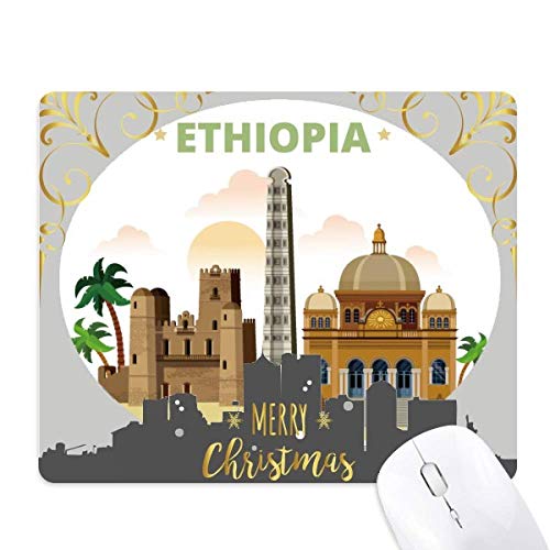 Tapis de souris en caoutchouc Éthiopie la nuit de noël ville castle