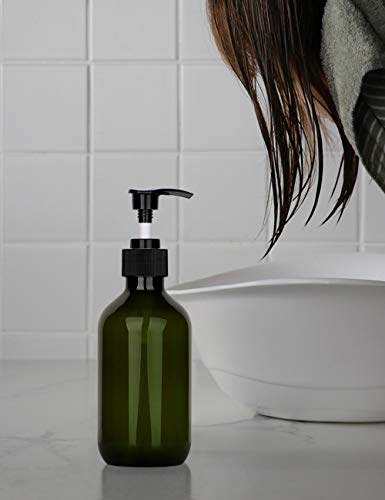 Pump Bottle Dispenser, Yebeauty 10Oz/300Ml Empty Plastic Shower Refillable Dispenser Soap Shampoo Pump Dispenser Containers With Pump Multipurpose For Cosmetic Kitchen Bathroom, 2-Pack Green #TOP4
