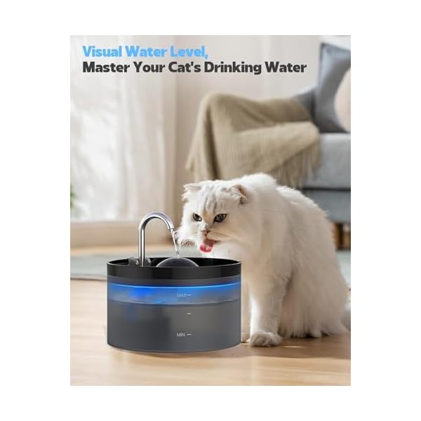UIOOQ Katzenbrunnen, Haustierbrunnen mit Ultra-Stiller Pumpe, Aktivkohlefilter hält das Wasser Sauber, 2,2L Kapazität, Wasserhahndesign, Anti -Sputtern, Anzug für alle Arten von Katze – Bild 6