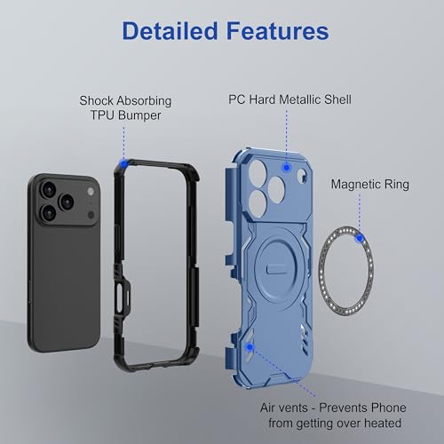 Image of Zapcase Back Case Cover for Realme P4 Pro 5G | Magnetic Case with Built-in Metal Ring | Supports MagSafe Charger, Wallet & Car Mount | Shockproof Hybrid PC + TPU | Blue