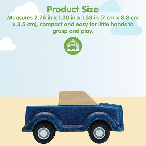 Image of PlanToys Blue Truck Wooden Montessori Vehicle Toy | Early Movement, Imagination and Practical Life Exploration | Eco Friendly Truck for Indoor and Outdoor Play
