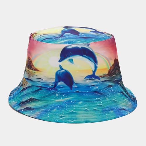 Image of Quanhaigou Bucket Hat for Men Women,Packable Reversible Printed Sun Hats,Fisherman Outdoor Summer Travel Hiking Beach Caps