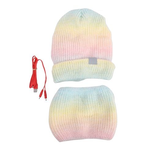 Ensemble bonnet et écharpe chauffants USB en tricot coupe-vent noir - 6