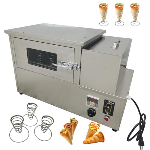 EQCOTWEA Commercial Countertop Pizza Cone Oven 110V 2000W Electric Rotational Oven with 12 Stainless Steel Bases, Adjustable Temperature & Speed for Handheld Cone Pizza Compatible with Forming Machine