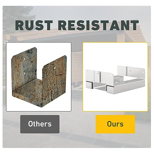 LARIFULL 4x4 Post Base (Inner Size 3 1/2 \"x3 1/2\") Adjustable Wood Post Brackets for Concrete for Deck/Patio/Gazebo/Pergola… (10) - Thumbnail 2