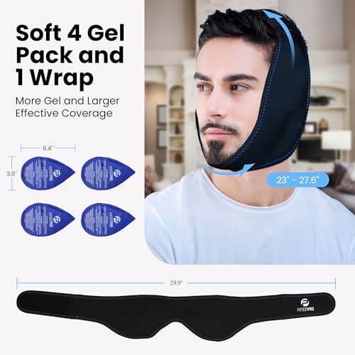 Image of Fittest Pro Wisdom Teeth Ice Pack Head Wrap Jaw Ice Pack for Face Oral Surgery, 4 Hot Cold Gel Pack for TMJ, Tooth Extraction, Tonsillectomy Recovery
