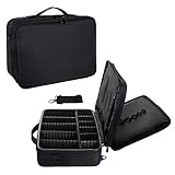 Joligrace Neceser Maquillaje Grande Cosmético Organizador Joyero y Uñas Bolso Maquillaje Manicura Profesional Maletin Estuche Caja Maquillaje Vacio Cuero Sintético para Mujer Viaje con Correa, Negro
