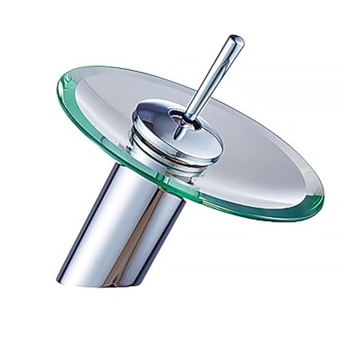 Rubinetto miscelatore con bordo in vetro rotondo a foro singolo rubinetto per tubo di ingresso montato sul ponte trasparente Fornitura da bagno Cucina Bacino domestico