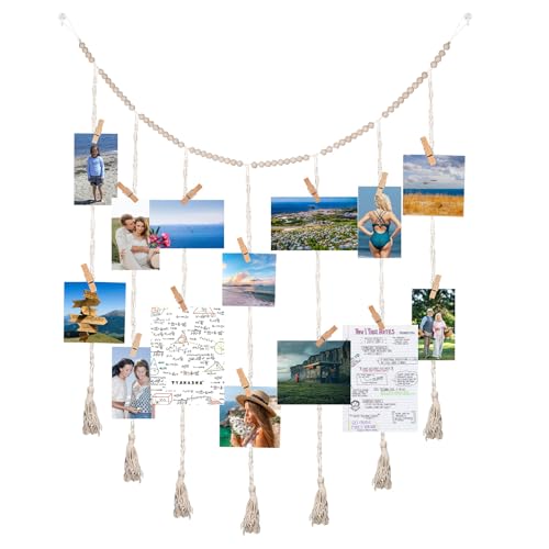 RUCUDIM Foto da appendere in macramè, con 45 clip, per camera da letto, soggiorno, dormitorio