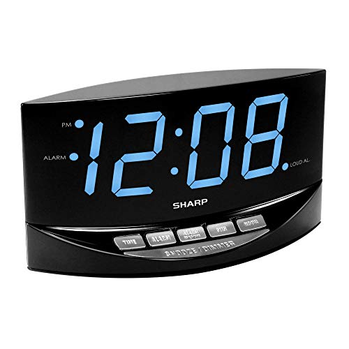 Sharp Easy To See Alarm Clock With Jumbo 2” Numbers - Bright Blue Led Display - Easy Set-Up & Simple To Use –See From Across The Room! - High/Low Alarm Volume #TOP1