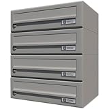 bloc boite aux lettres exterieur JU Bac à lettres maison 4 pièces, 375 x 440 x 280 mm, acier gris RAL 9007