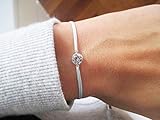  Armband mit CZ Diamant 925er Sterlingsilber Personalisiert  Silberarmband Minimalistisch Filigran Dezent Hellblau blau Muttertag