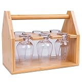 Jillmo Whiskey Glass Rack, Bamboo Tasting Glassware Holder (Holder Only)