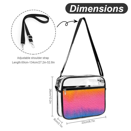 Rainbow The Same Fantastic Color Large Crossbody Bag Clear Stadium Bag Anti-Theft Side Shoulder Bags Messenger Bag with 2 Compartments2