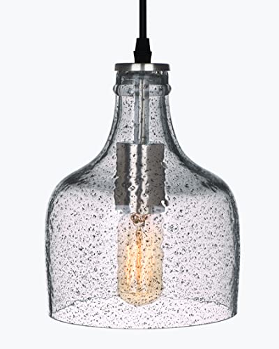 Casamotion Pendant Lighting For Kitchen Island Hand Blown Glass Mini Ceiling Hanging Light Fixtures Marble Clear Modern Farmhouse Style Dinning Room Table Coffee Bar Vintage Bottle 8.2 Inch Height #TOP8