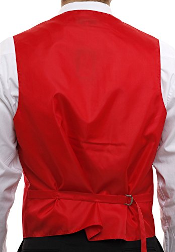 Men's Dress Vest & NeckTie Solid RED Color Neck Tie Set for Suit or Tuxedo2