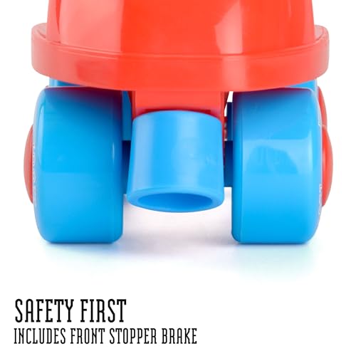 Unibos Have Duty Rollschuhe für Kinder, Jungen und Mädchen, mit 4 Rädern, geeignet für Kinder ab 3 Jahren, mit PP und PVC-Material, verstellbare Quad-Skates, rot