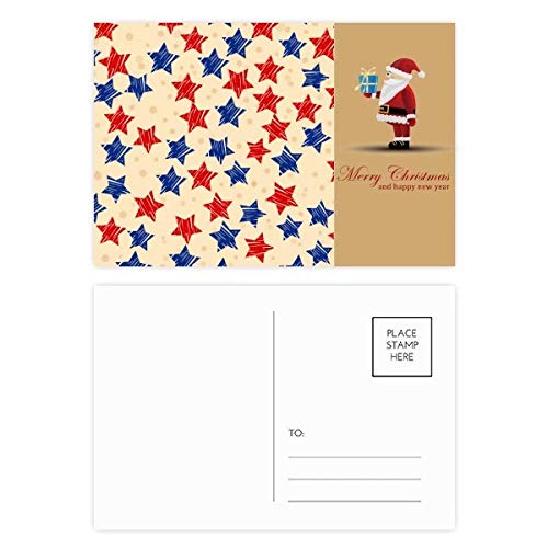 Cartes postales Père Noël lot de 20 en rouge et bleu pour vœux de fin d'année
