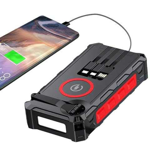 Batterie externe solaire – Dispositif de chargement à manivelle avec torche LED, chargeur sans fil pliable, étanche IPX66, stockage d'énergie portable pour le camping, la randonnée et les aventures de