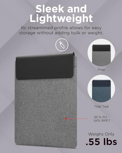 Image of Lenovo Slim Laptop Sleeve 14 Inch Notebook /Tablet - Compatible with MacBook Air /Pro - Eco-Friendly Lightweight Case with Accessory Pocket & Magnetic Closure - Grey