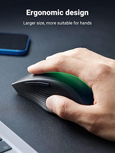 UGREEN Wireless Mouse(BT 5.0 +2.4G), 4000 DPI Ergonomic Mouse with 4 Adjustable Levels, 18 Months Battery Life, Portable Silent Bluetooth Mouse for PC, Tablet, Macbook, Windows, Mac OS, Android