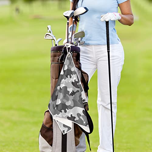 Tropicallife Gray Camo Golf Towel, Camouflage Golf Towels For Golf Bags With Clip 15" X 24" Microfiber Towel Funny Golf Gift For Men Women #TOP6