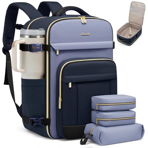 Image of LOVEVOOK Travel Backpack for Women & Men - 17.3 Inch Carry On Backpack & Personal Item Backpack for Airlines, Spacious and Durable Design, with 3 Packing Cubes