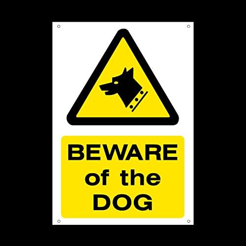 Beware of the dog Plastic Sign with 4 Pre-Drilled Holes - Fouling/Dog Area/Clean it up/Security Guard Dogs (MISC60)