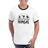 CafePress Strictly for My Ninjas T Shirt Men's Vintage Ringer T-Shirt Black/White