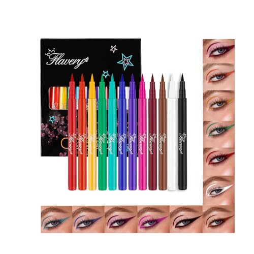12 Colors Matte Liquid Eyeliner Set, Colorful Neon Eyeliner Penci...