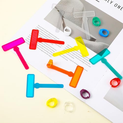 16 Stück Fingerfokus Textmarker Lesehilfe Kinder, 8 Fingerfokus Textmarker mit 8 Fingerringen Fingerführte Lesebänder zum Lesen geführte Lesestreifen-Hilfen für Studenten Kinder mit Legasthenie