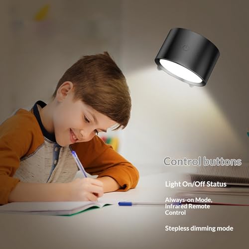 Lámpara de pared inalámbrica sin taladro con brillo suave regulable y carga USB 5