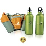 Hydration Belt with 2 16oz BPA Free Bottles - Water Bottle Holder - Roomy Zip Pouch for iPhone & Essentials - Ideal for Runners and Hikers - Lightweight & Comfortable to Wear While Running and Hiking