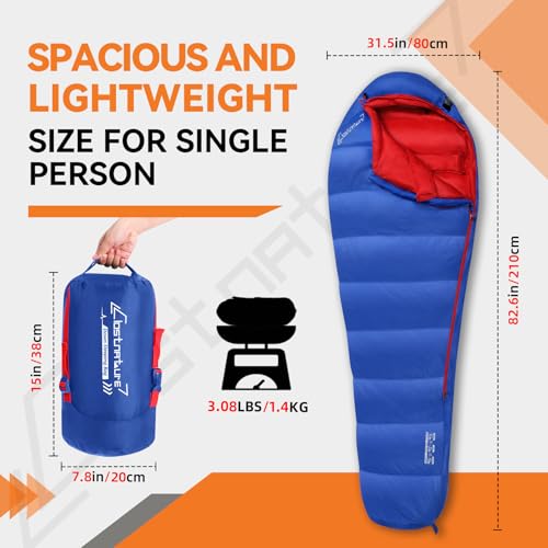 Clostnature bolsa de dormir momia de plumón 550 Fill Power para adultos miniatura 2