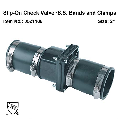 Hydro Master Plastic Sump Pump Check Valve with Stainless Steel Clamps 2 inch