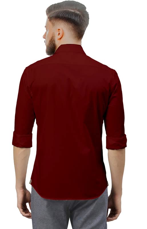 Image of SARAAI Men's Cotton Blend Full Sleeve Slim Fit Shirt|Stylish Casual Wear Shirt for Mens