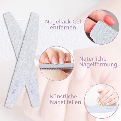 URAQT Professionelle Nagelfeile, 16 Stück, Feile 100/180, waschbar, für Nägel, doppelseitig – Friseursalon, Haustiere (weiß)