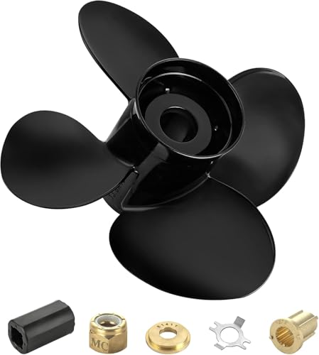 Image of Upgrade OEM Aluminum Boat Propeller Compatible with Mercury Engines 40hp 50hp 60hp 75hp 90hp 100hp 115hp 125hp,15 Spline,4 1 /4 inch Gearcase4 Blades,RH