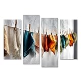 islandburner Bild auf Leinwand Lebendige Stoffvielfalt Wandbild Wohnzimmer Deko für Kreative - 4-teilig