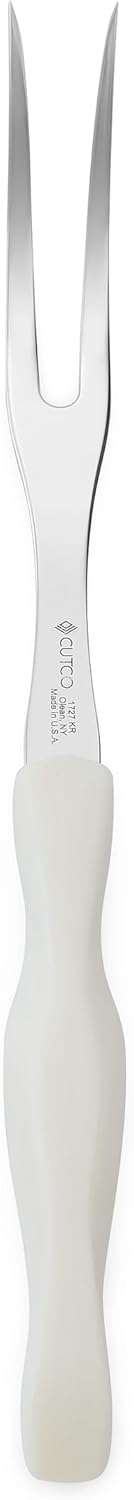 CUTCO Model 1727 Carving Fork with White (Pearl) handle in factory-sealed plastic bag.