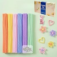 YYUENG TAK 300 Stk Pfeifenreiniger Pastell,Pfeifenputzer zum Basteln mit Wackelaugen,6 Pastellfarben Chenilledrähte 6mm x 30cm,Macaron Pipe Cleaner Basteln set für DIY Handwerksprojekte und Dekorieren
