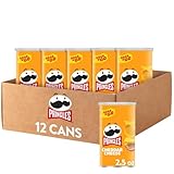 Pringles Potato Crisps Chips, Lunch Snacks, Office and Kids Snacks, Grab N' Go, Cheddar Cheese (12 Cans)