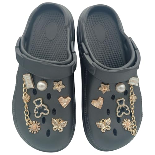 SIM TACT Zuecos Sanitarios para Mujer, Chanclas de Ocio con Pines (Negro, Sistema Tallas Calzado EU, Adulto, Números (Rango), Mediano, 40, 41)