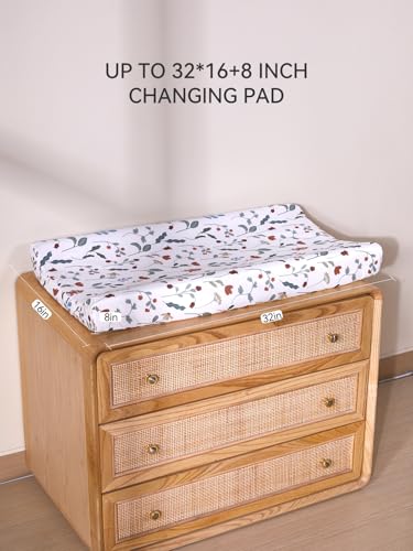 Image of Changing Pad Cover Set in Soft Jersey Material - Fits 32 inch /34''x16 Contoured Pad for Babies, Forest Floral