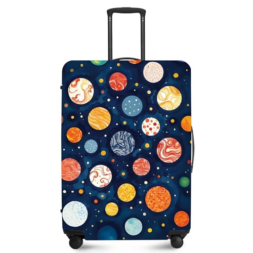 ANNA QUEEN Capa protetora de mala de viagem antiarranhões, esticável para bagagem de 45 a 81 cm, capa de bolsa de viagem lavável em poliéster durável com bainha elástica com fecho de zíper, Planeta, S